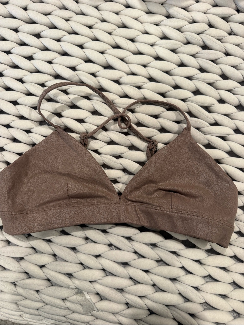 ALO Yoga Brown Triangle Crop Top Bra - Strappy Back
